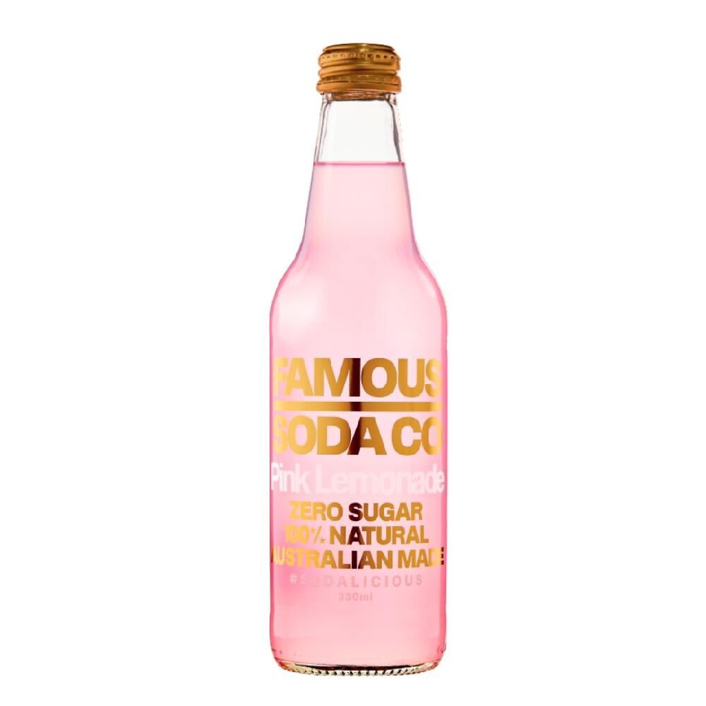 330mL Famous Soda Co. Pink Lemonade Glass (12)