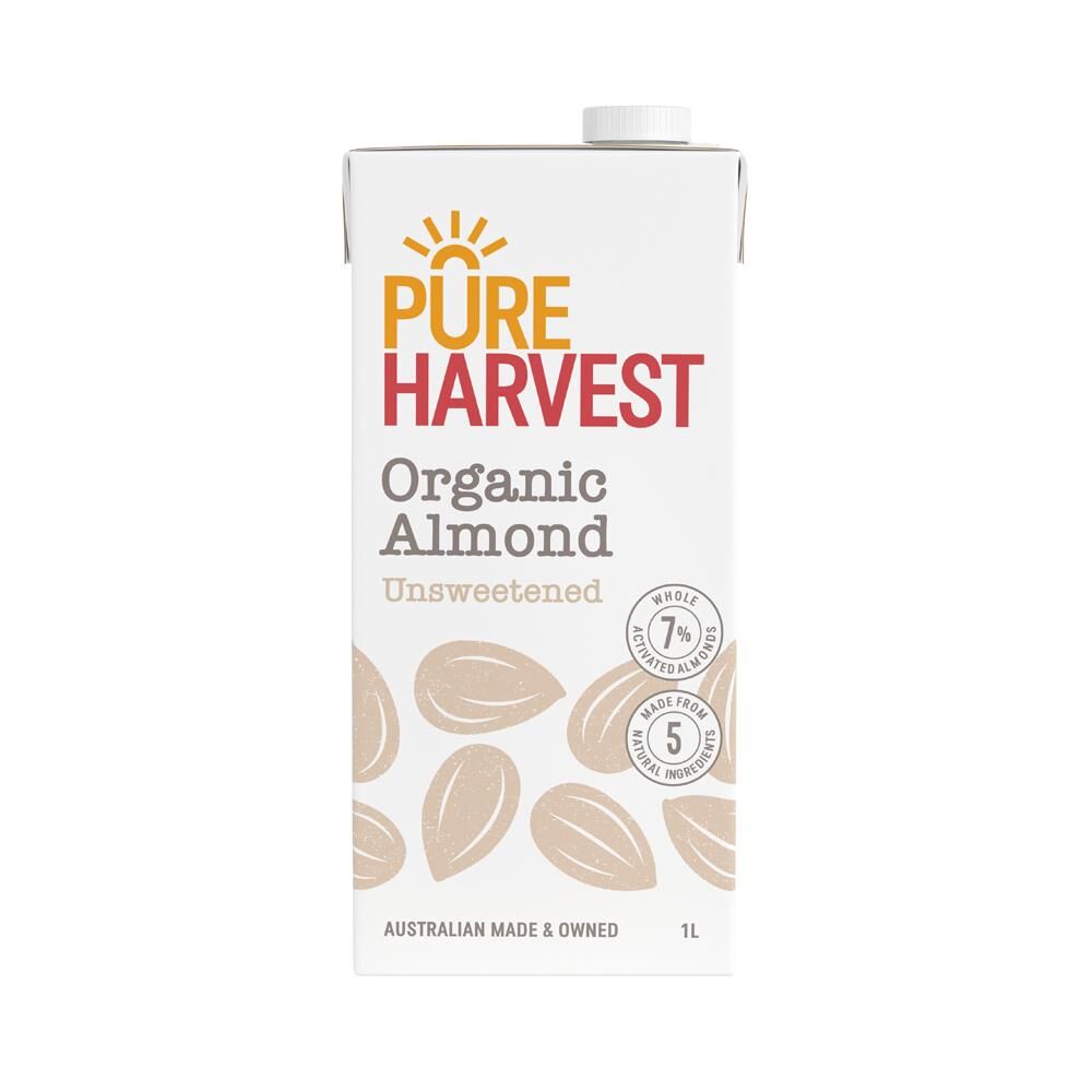 PureHarvest Organic Unsweetened Almond Milk 1L – 12 Pack