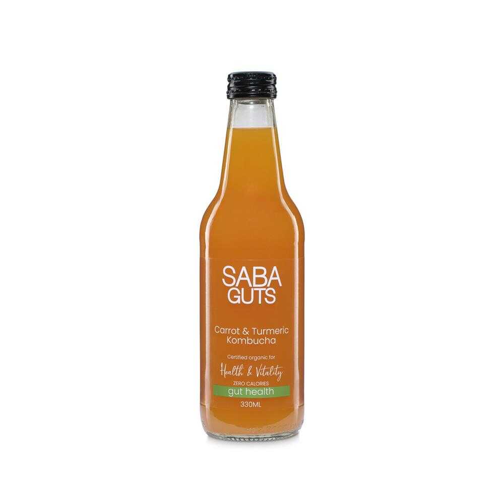 Saba Guts Carrot & Turmeric Kombucha 330ml – 12 Pack