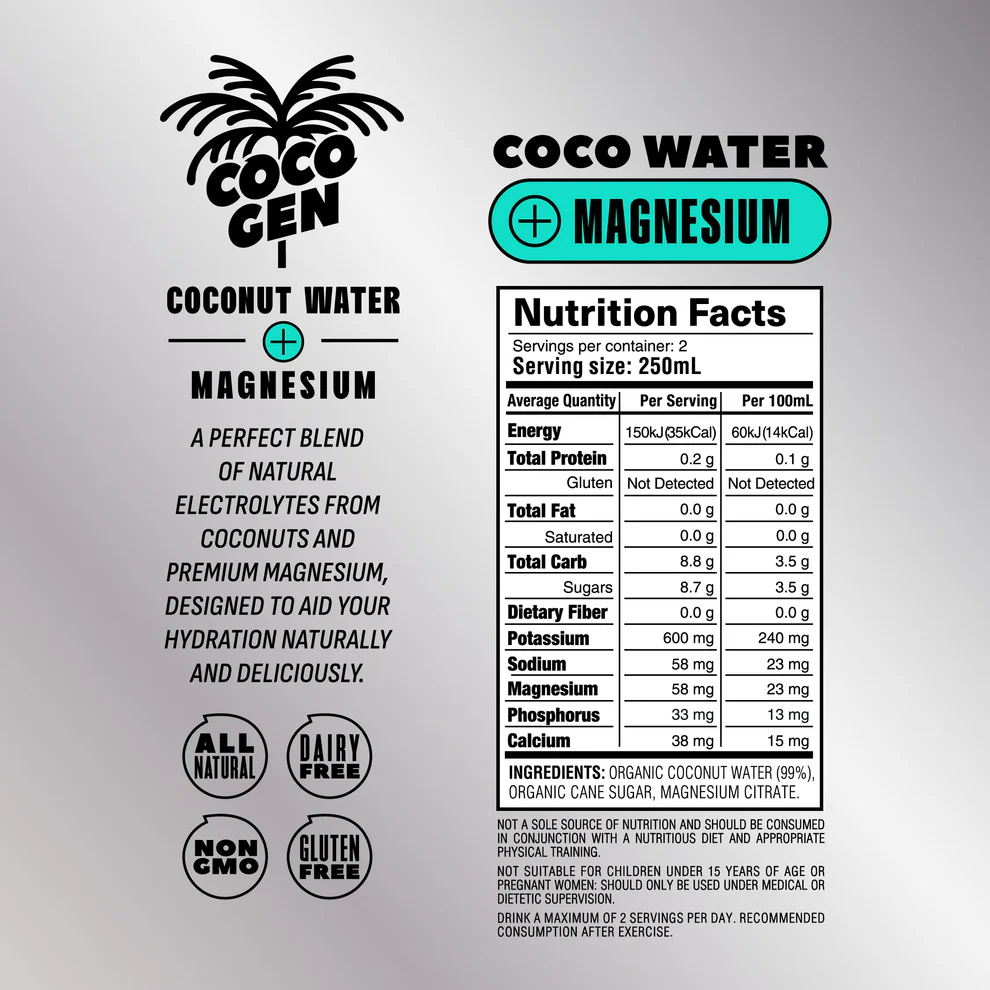 Cocogen Coconut Water + Magnesium 500ml – 12 Pack - Image 3