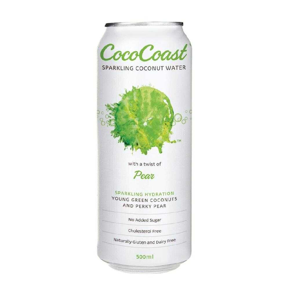 CocoCoast Pear Sparkling Coconut Water 500ml – 24 Pack