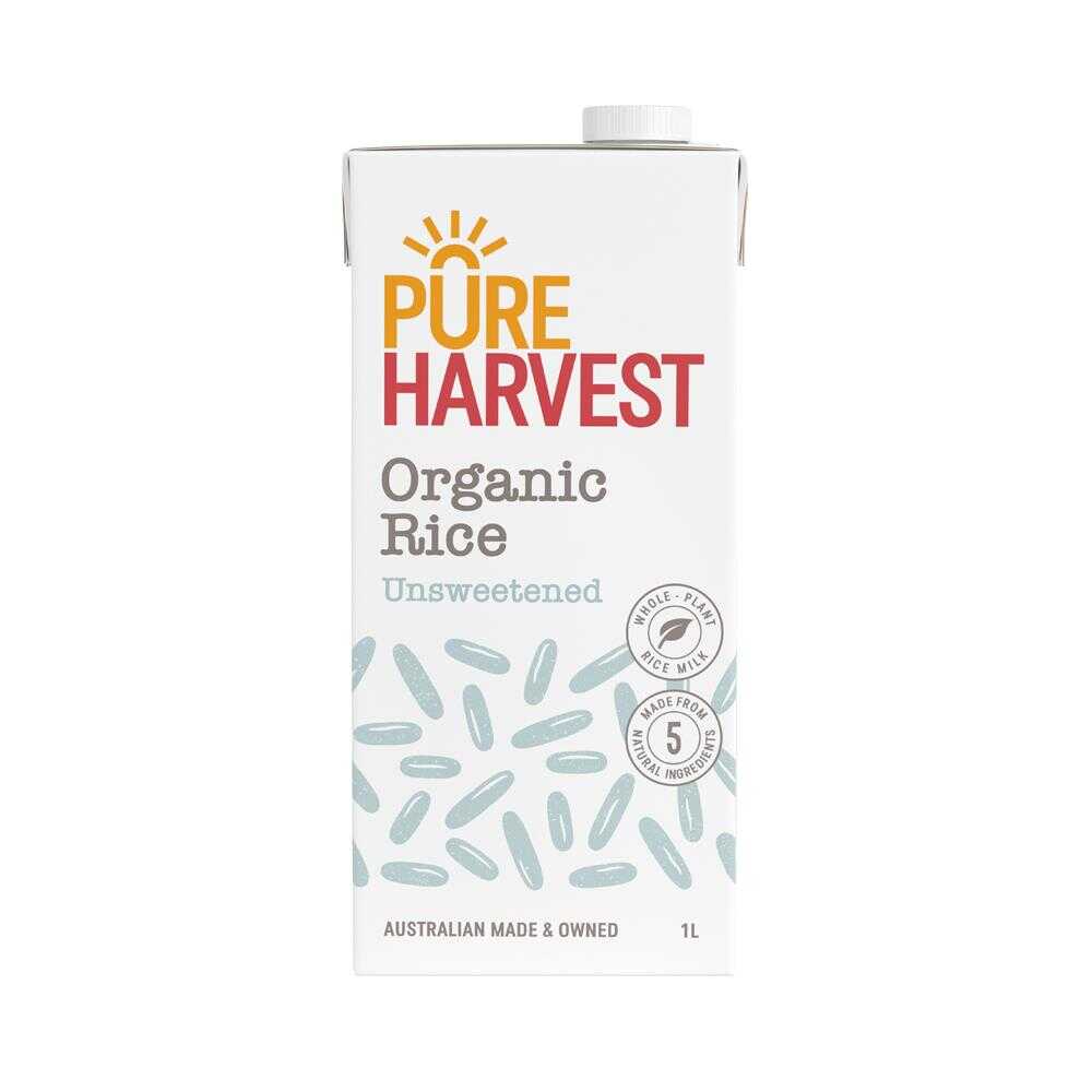 PureHarvest Organic Unsweetened Rice Milk 1L – 12 Pack