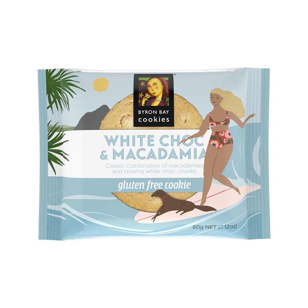60g Byron Bay White Choc & Macadamia GF Cookie (12)