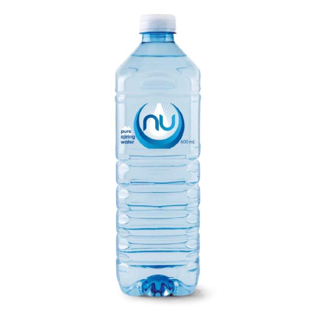 Nu Pure Spring Water Square Bottle 600ml – 24 Pack
