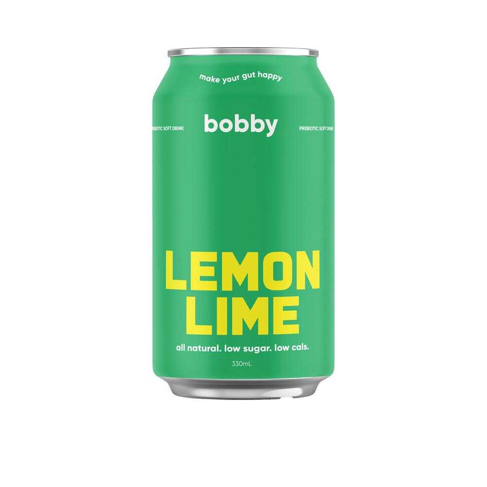 bobby Prebiotic Lemon Lime 330ml – 16 Pack (4x4)