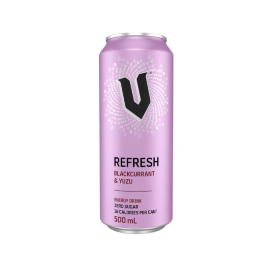 V Energy Drink Refresh Zero Sugar Blackcurrant Yuzu 500ml – 24 Pack (2x12)