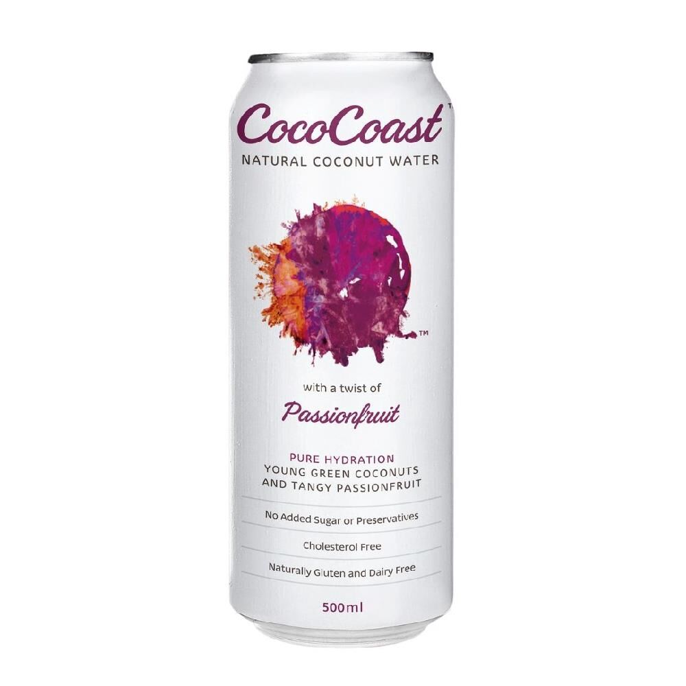 CocoCoast Passionfruit Coconut Water 500ml – 24 Pack
