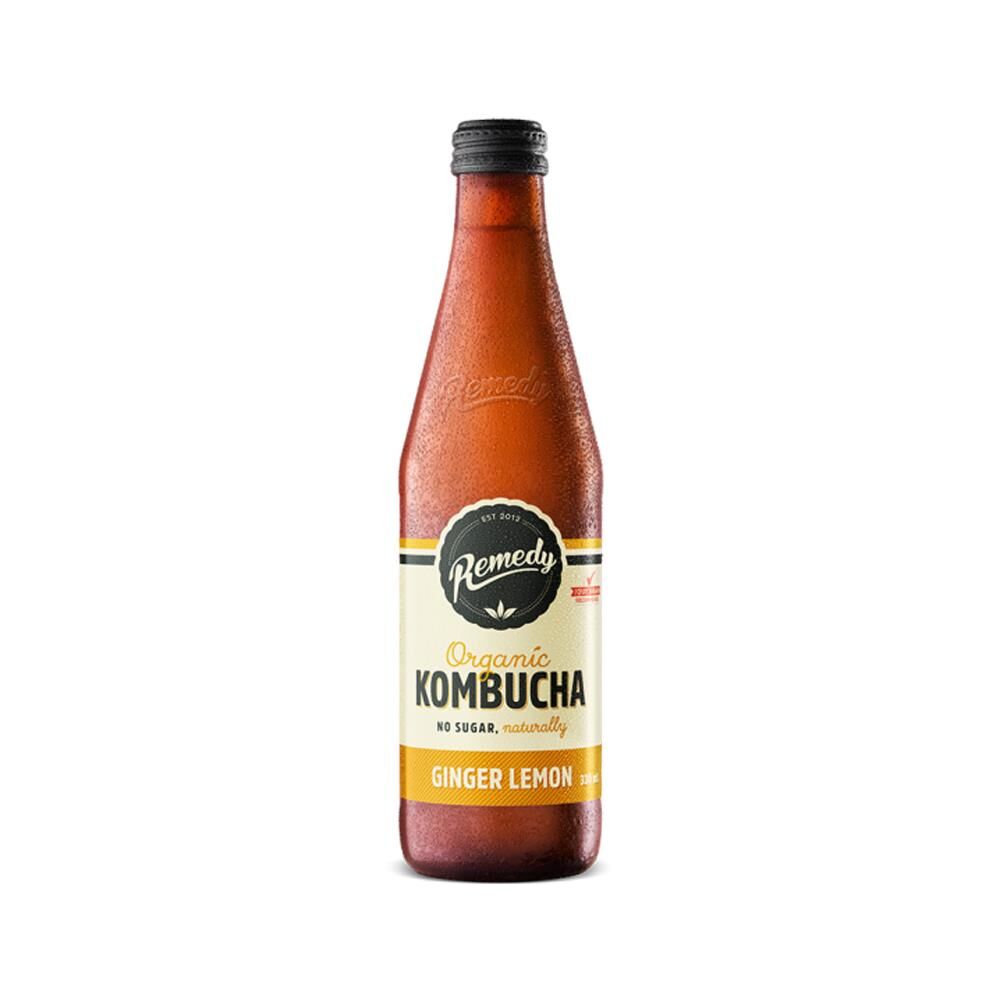 Remedy Kombucha Ginger Lemon 330ml – 12 Pack