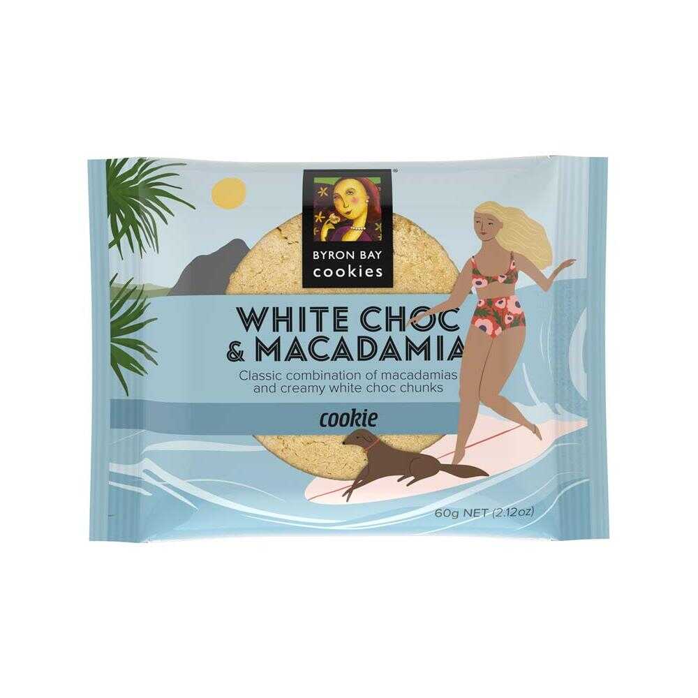 Byron Bay Cookies White Choc & Macadamia 60g – 12 Pack