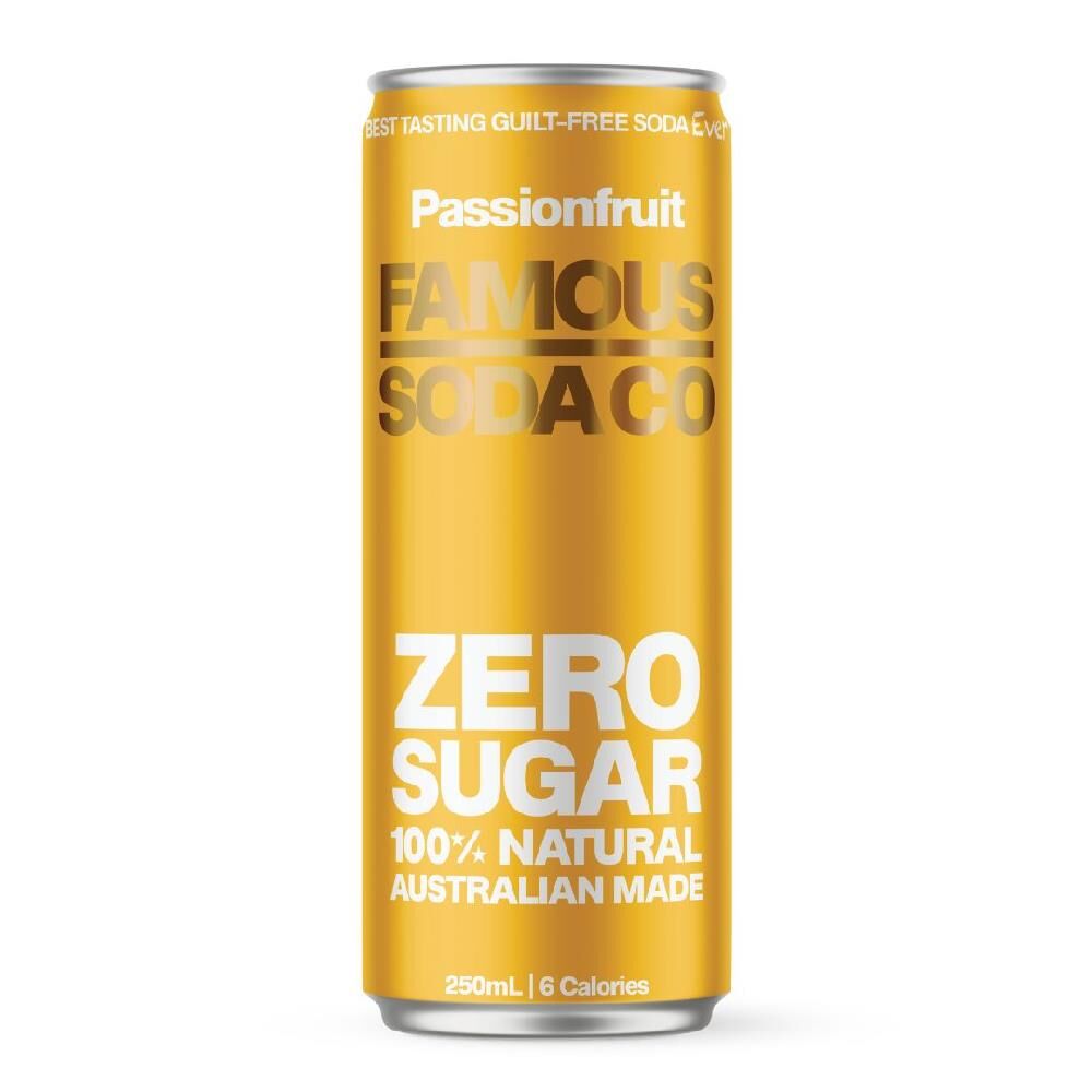 250mL Famous Soda Co. Cans Passionfruit (24)