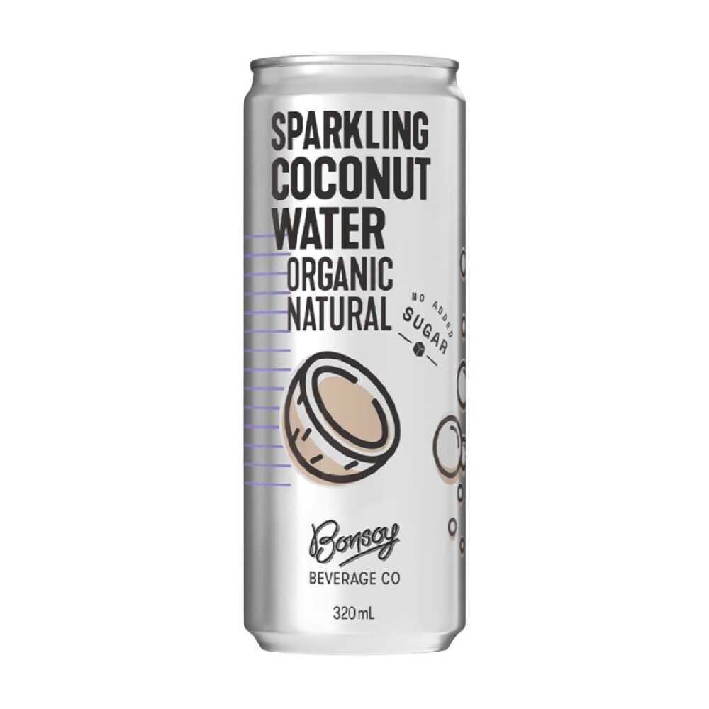 Bonsoy Organic Natural Sparkling Coconut Water 320ml – 12 Pack