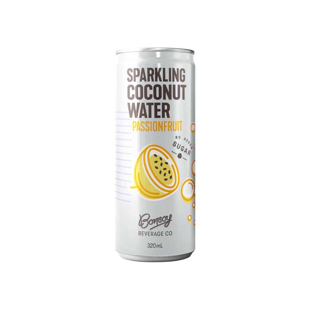 Bonsoy Passionfruit Sparkling Coconut Water 320ml – 12 Pack