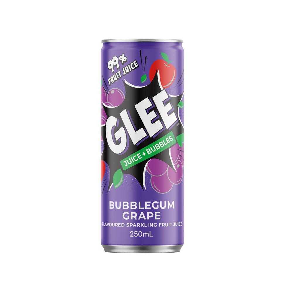 Glee Juice&Bubbles Bubblegum Grape 250ml – 24 Pack